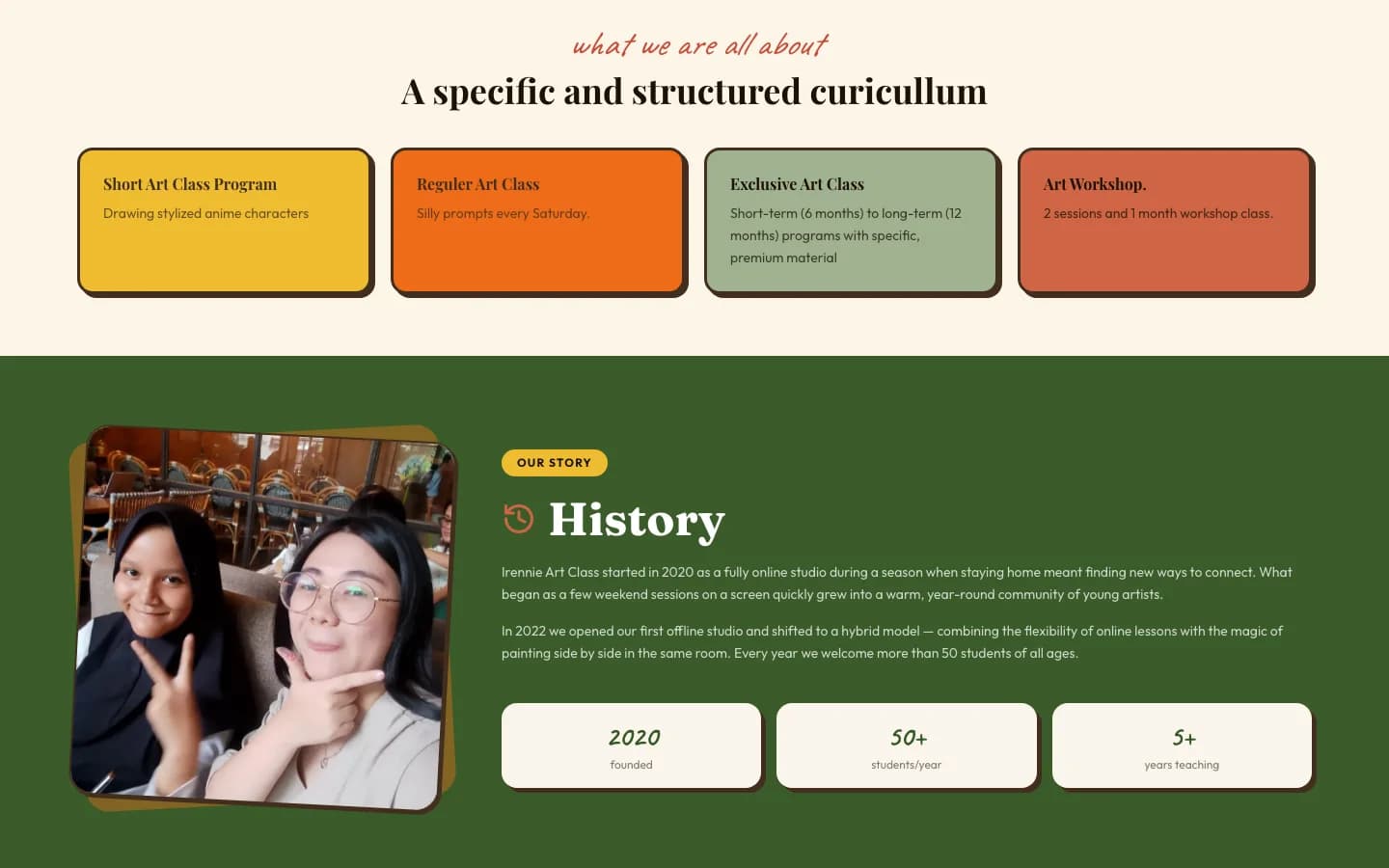 Irennie — Art Studio website — Art class